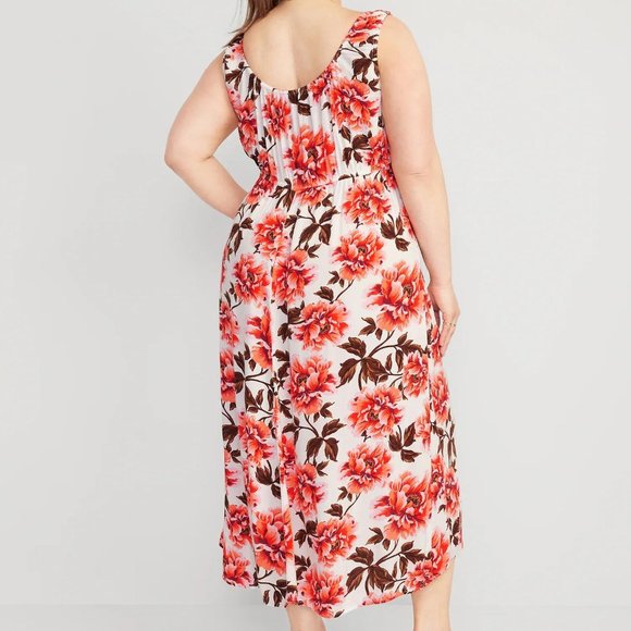 NWT Old Navy Waist-Defined Sleeveless Printed Crepe Midi Dress for Women - Picture 7 of 7